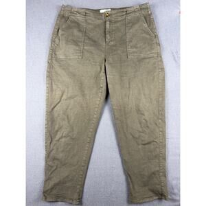 BKE Pants Women 33 Military Green Patch Pockets Straight Leg Stretch Casual